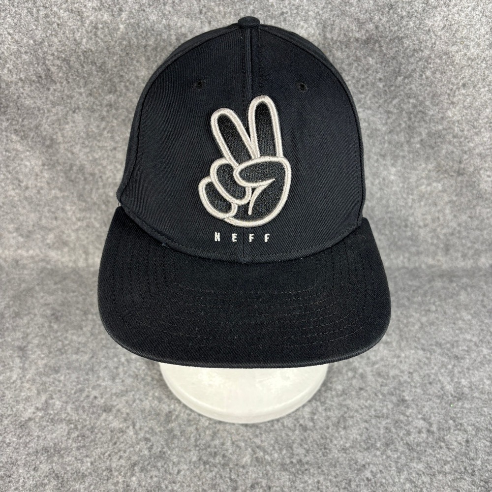 Neff Mens Peace Sign Snapback Hat One Size Black Embroidered Cotton Streetwear
